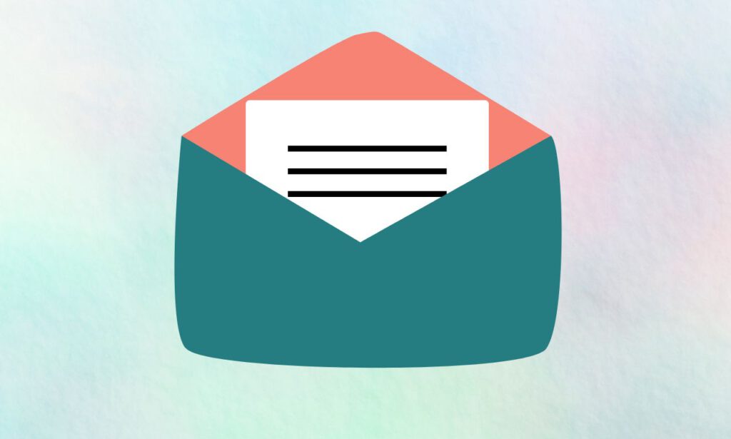 Ein Briefumschlag mit einem Brief darin. Symbol für E-Mails und Newsletter.